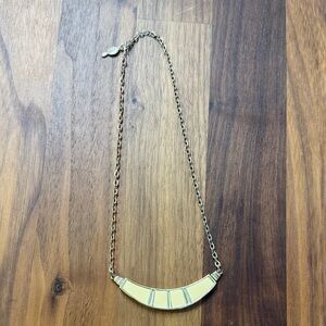 Sarah Coventry Vintage Gold Tone Chain Ivory Cream Enamel Pendant Necklace
